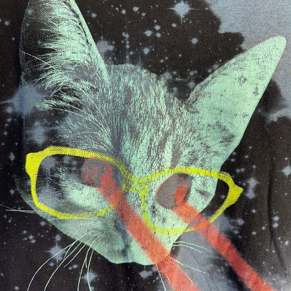 Threadless Mister Mittens' Big Adventure Galaxy Laser Cat T-Shirt - Picture 3 of 8